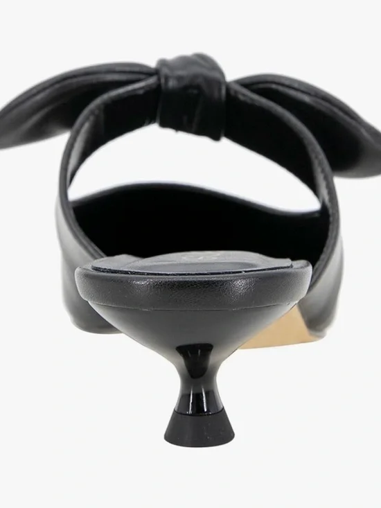 Kensie Black Pointed Bow-Detail Kitten Heel Mules - Picture 7 of 9